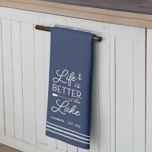 Paño De Cocina La vida personalizada es mejor en el lago