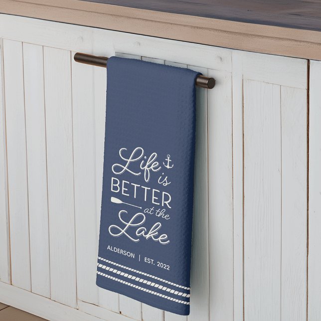 Paño De Cocina La vida personalizada es mejor en el lago (Subido por el creador)