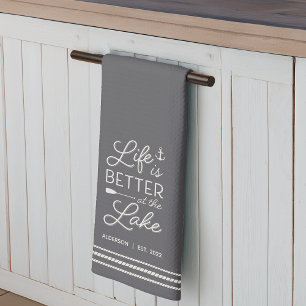 Paño De Cocina La vida personalizada es mejor en el lago