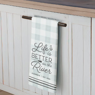 Paño De Cocina La vida personalizada es mejor en el río Plaid
