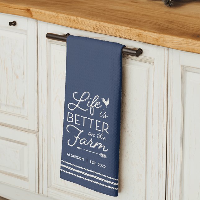 Paño De Cocina La vida personalizada es mejor en la granja (Subido por el creador)