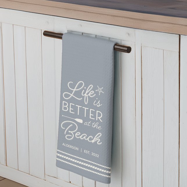 Paño De Cocina La vida personalizada es mejor en la playa (Subido por el creador)