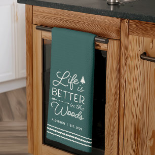 Paño De Cocina La vida personalizada es mejor en los bosques