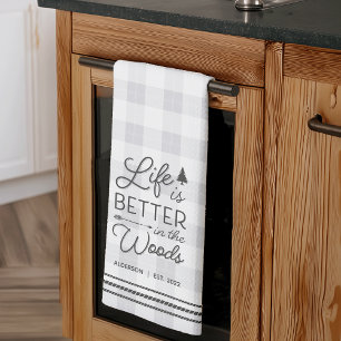 Paño De Cocina La vida personalizada es mejor en Woods Plaid