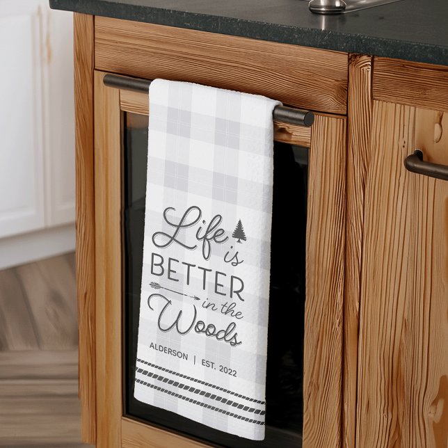 Paño De Cocina La vida personalizada es mejor en Woods Plaid (Subido por el creador)
