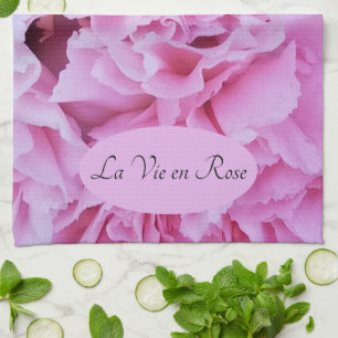 Paño De Cocina La vie en Rosa claveles rosados