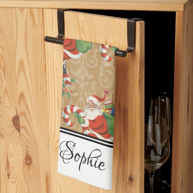 Paño De Cocina La vieja moda Santa Personalizada (Pliegue de tercios)