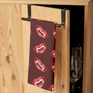 Paño De Cocina Labios de vampiro rojos Patrón de boca de vampiro 