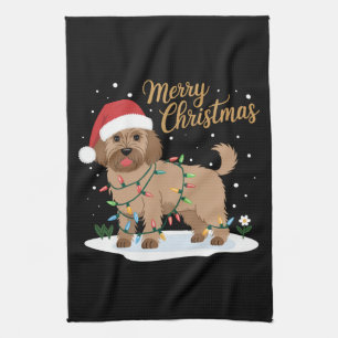 Paño De Cocina Labradoodle Feliz Navidad Graciosa Navidad Perro a