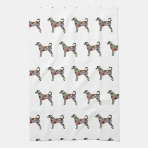 Paño De Cocina Labradoodle Raza de perro Silhouette Geo Plaid