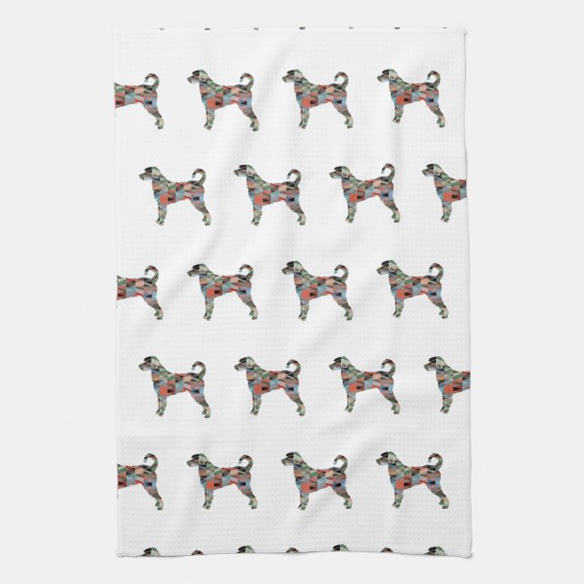 Paño De Cocina Labradoodle Raza de perro Silhouette Geo Plaid (Vertical)