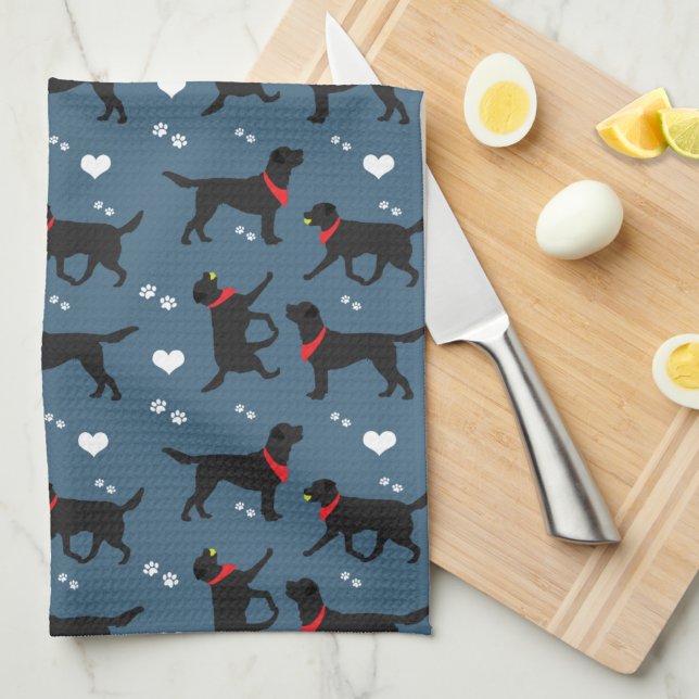 Paño De Cocina Labrador de Black Labs recupera azul de la marina (Black Labs Kitchen Towel)