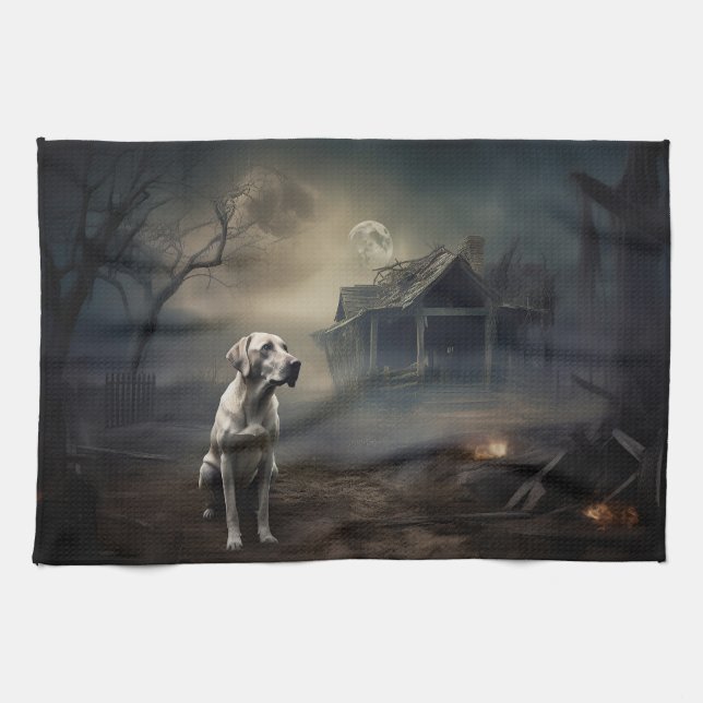 Paño De Cocina Labrador Halloween Scary (Horizontal)