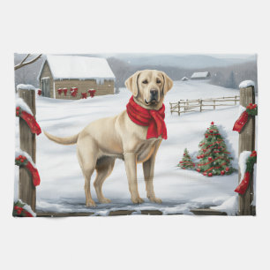 Paño De Cocina Labrador: Perro recuperado en Navidades de nieve