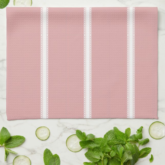 Paño De Cocina Lace Blanco Y Rosa Decorativo (Doblado)