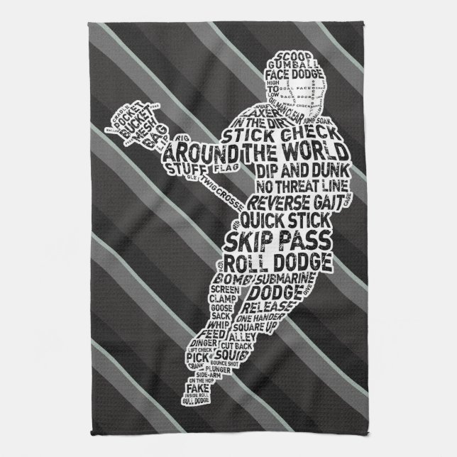 Paño De Cocina Lacrosse Player Word Art Design (Vertical)