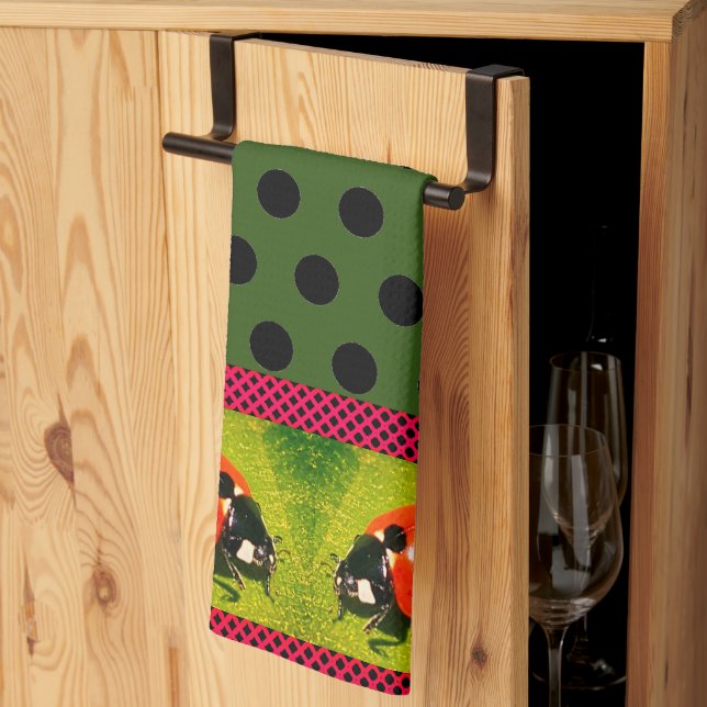 Paño De Cocina LadyBug con puntos (Pliegue de tercios)