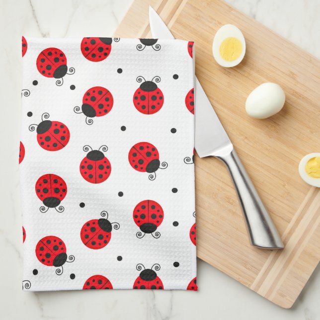 Paño De Cocina Ladybugs Fiesta de cumpleaños Gift Tea Kitchen Toa (Doblado Cuarto)
