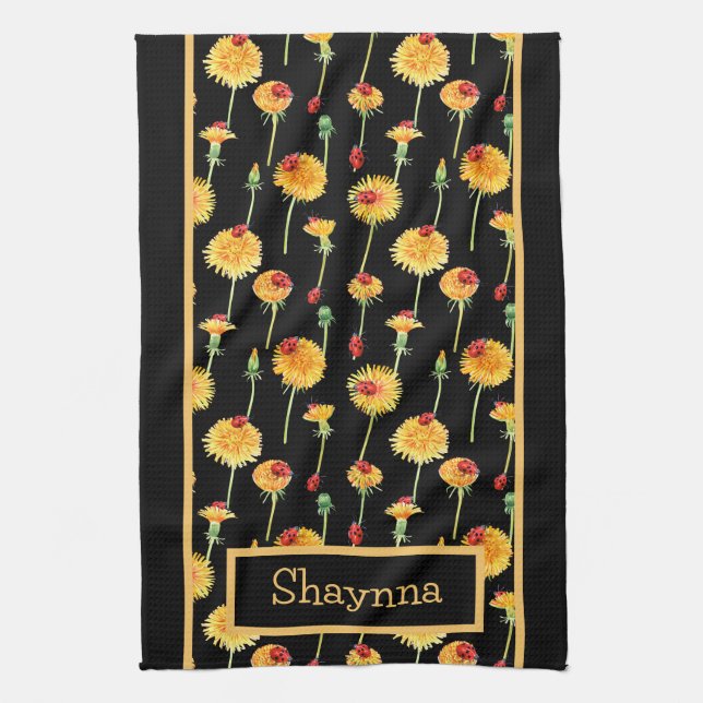 Paño De Cocina Ladybugs y Dandelions (Vertical)