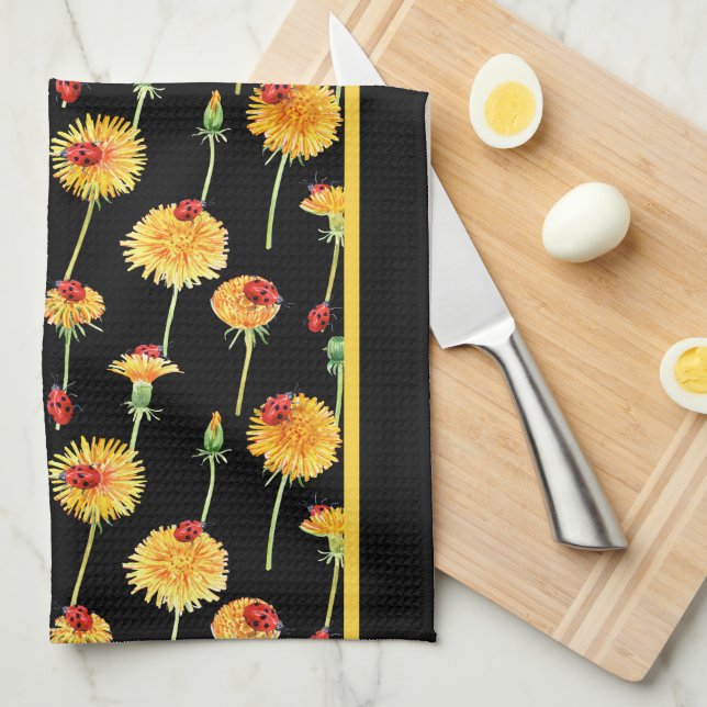 Paño De Cocina Ladybugs y Dandelions (Doblado Cuarto)