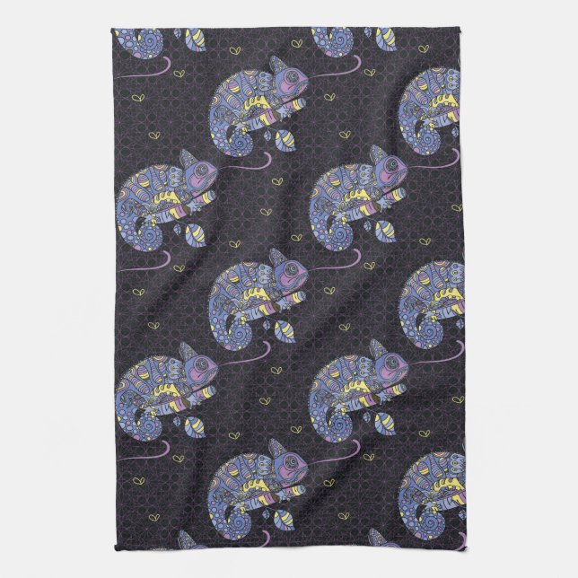 Paño De Cocina Lagarto de Zentangle (Vertical)