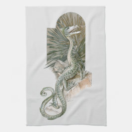Paño De Cocina Lagarto Dragón Mitológico en Rocas, Mitología Vint