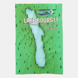 Paño De Cocina Lago Bourget Francia hermoso afiche de viajes