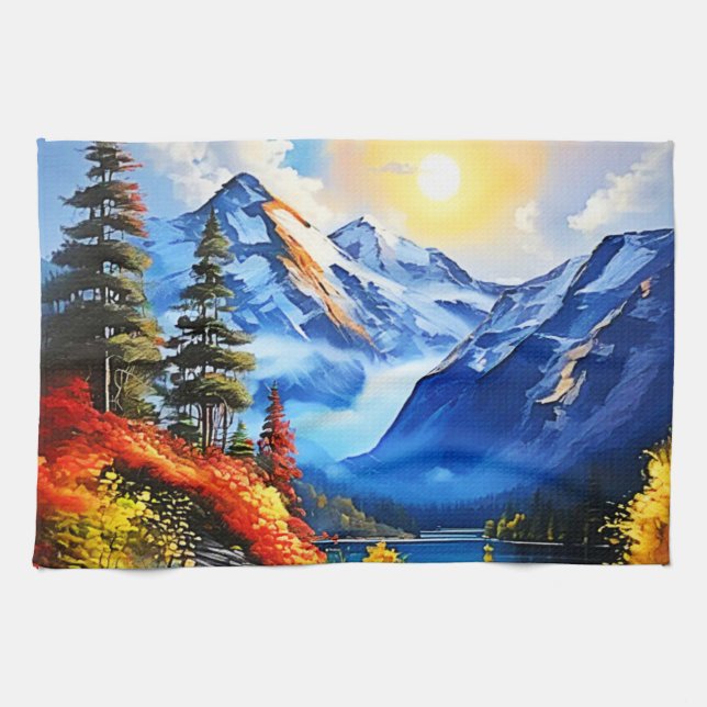 Paño De Cocina Lago de montaña: Vista panorámica (Horizontal)