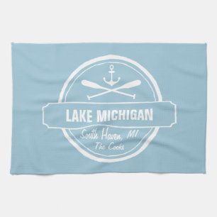 Paño De Cocina Lago Michigan, ciudad personalizado, nombre, ancla