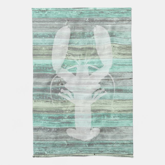 Paño De Cocina Langosta costera rústica de la decoración (Vertical)
