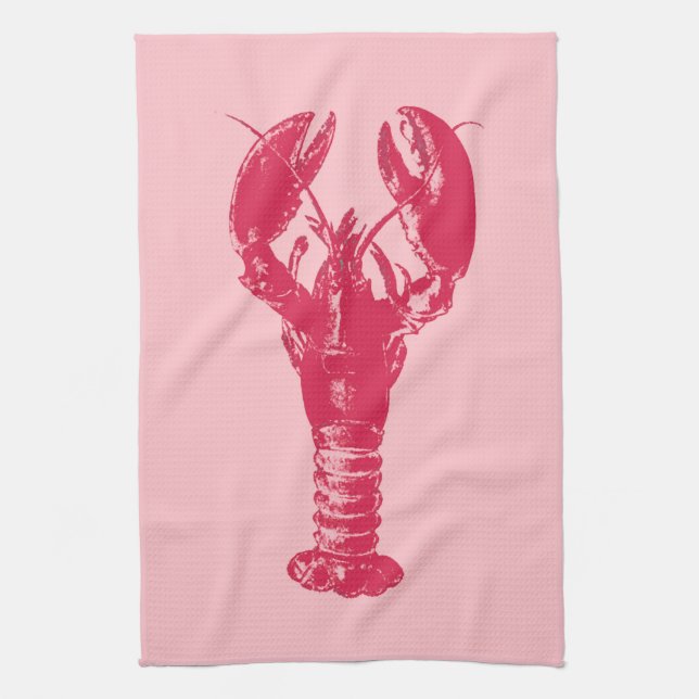 Paño De Cocina Langosta fucsia en rosa claro (Vertical)