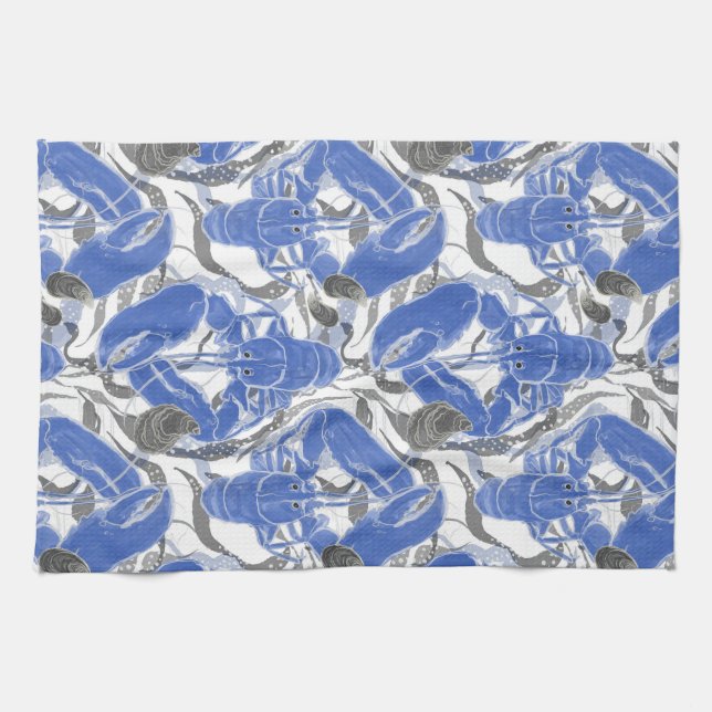 Paño De Cocina Langostas azules en la costa (Horizontal)