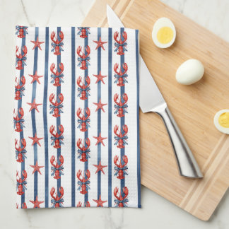 Paño De Cocina Langostas y Estrellas de Mar Coquetas
