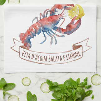 Paño De Cocina Langostino y limón al agua italiana