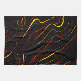 Paño De Cocina Largas huellas de oro rojo ondulado sobre fondo ne