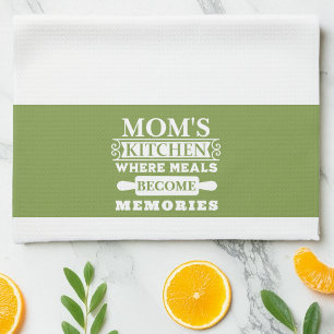Paño De Cocina Las comidas de la madre verde blanca se convierten
