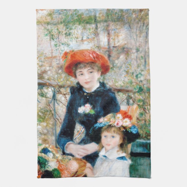 Paño De Cocina Las dos hermanas, en la terraza Auguste Renoir (Vertical)