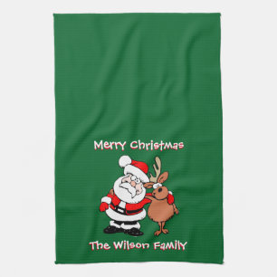 Paño De Cocina Las Felices Navidad personalizaron té verde