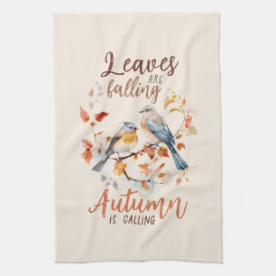 Paño De Cocina Las Hojas Están Cayendo - Aves Caídas Y Foliage.