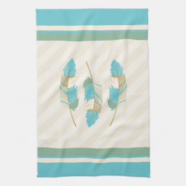 Paño De Cocina Las plumas en crema, azul y verde