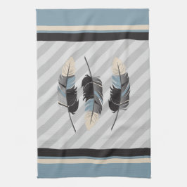 Paño De Cocina Las plumas en crema, gris y azul