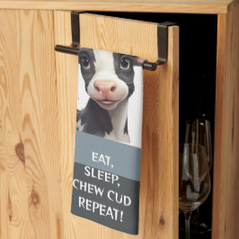 Paño De Cocina ¡Las vacas comen, DORMEN, MADERA, REPITEN!