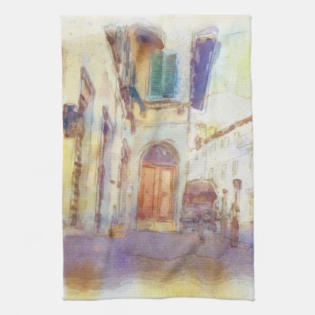 Paño De Cocina Las vistas de Florencia hicieron en acuarela (Vertical)