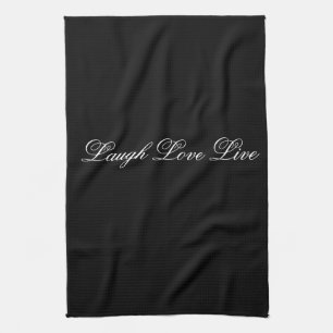Paño De Cocina Laugh Live Love Designer Black Tea-Towel