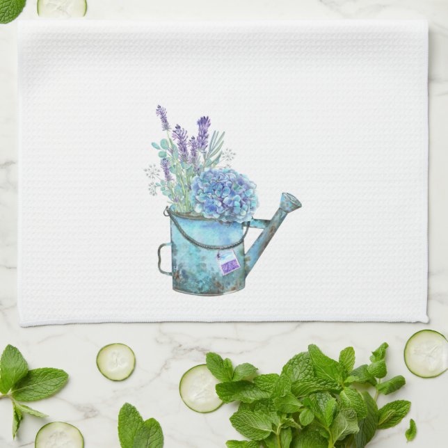 Paño De Cocina Lavanda azul Hydrangea Agua puede cultivar floral (Doblado)