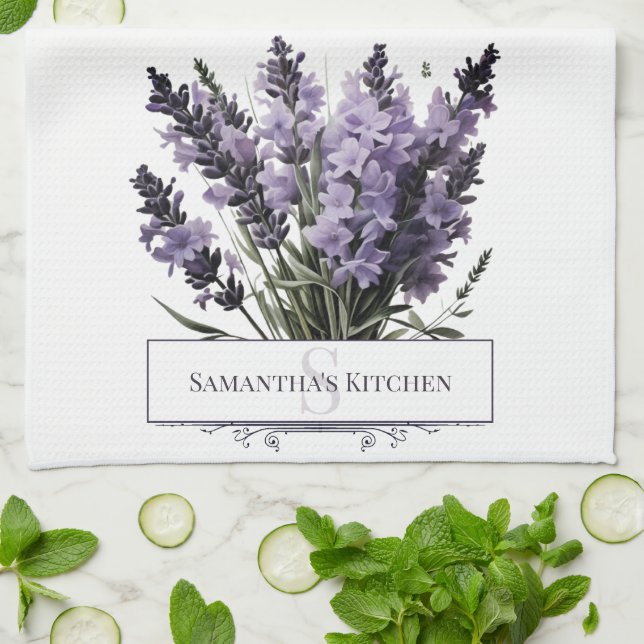Paño De Cocina Lavanda con color de agua personalizada (Doblado)