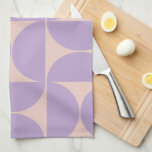 Paño De Cocina Lavanda de diseño moderno de mediados del siglo<br><div class="desc">Patrón moderno retro de mediados de siglo - Formas geométricas abstractas - Patrón Minimalista en lavanda / púrpura / lila y beige.</div>