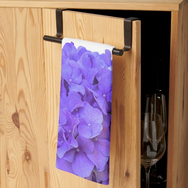 Paño De Cocina Lavanda lila púrpura Hidrangeas flores púrpuras (Pliegue de tercios)
