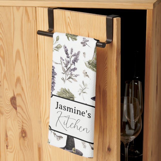 Paño De Cocina Lavanda Personalizada y Botica (Pliegue de tercios)