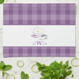 Paño De Cocina Lavender Gingham Monogrammed Tea Fiesta